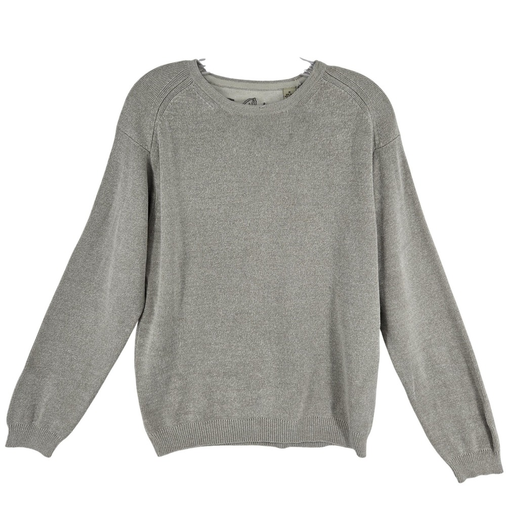 Tommy Bahama Sweater Mens Medium Gray Silk Cotton Blend Crewneck Pullover Casual